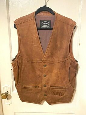 Tannery West Men's Chestnut Brown Leather Work Vest